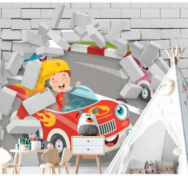 깨진 벽 3d 어린이 벽돌 - TenStickers