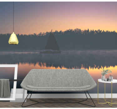 Mazury Sailboat Sunset lake wall mural - TenStickers