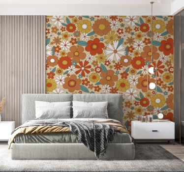 Multicolor 70's flowers vintage wall mural - TenStickers