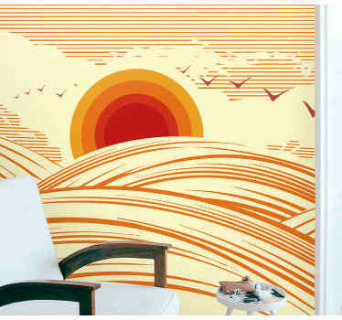 70's landscape vintage wall mural - TenStickers