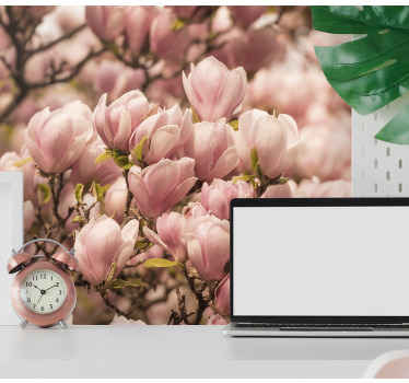 Fotomural diseño de flores de magnolia - TenVinilo