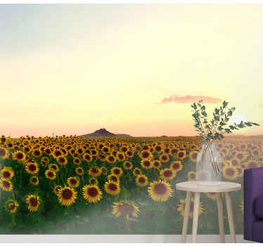 해바라기 밭 벽화 - TenStickers