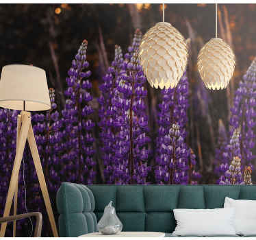 Fotomural flores Bosque con flores violetas - TenVinilo