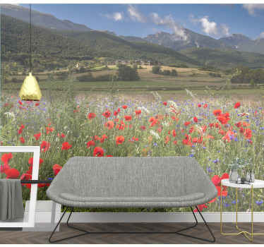 Pretty prairie field with flowers wall mural - TenStickers