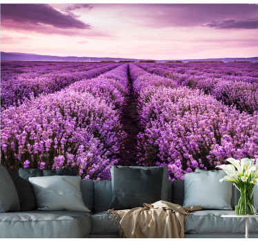 Purple picture with flowers wall mural - TenStickers