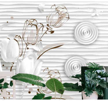 Kuvitetut tulppaanit valkoisilla ympyröillä tulppaani valokuvatap - Tenstickers