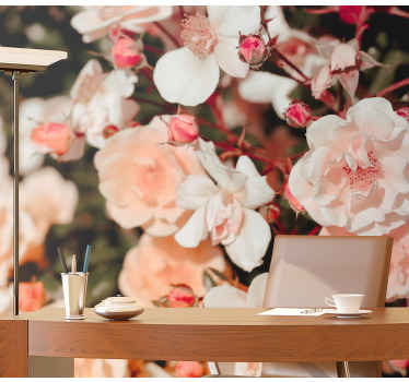 Masser af blomster steg fototapet - TenStickers