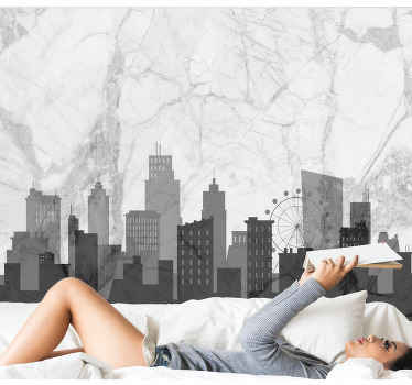 Urban skyline silhuet fototapet af byer - TenStickers
