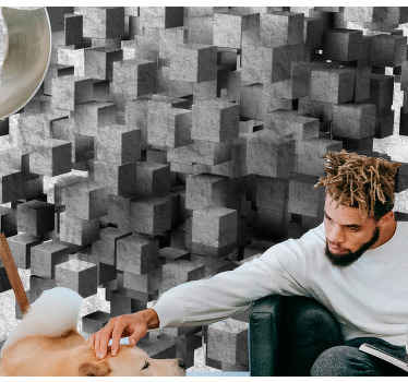 Betonové létající kostky 3d fototapeta - TenStickers