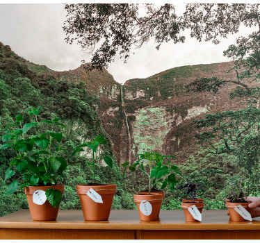 Green Gocta Falls nature wall mural - TenStickers