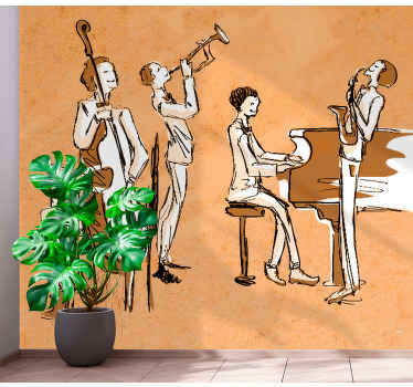 Vintage jazz play music notes wall mural - TenStickers