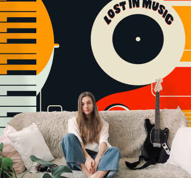 迷失在音乐句子音乐笔记壁画 - TenStickers