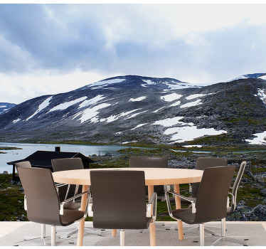 Fotomural naturaleza Paisaje noruego montaña nevada - TenVinilo