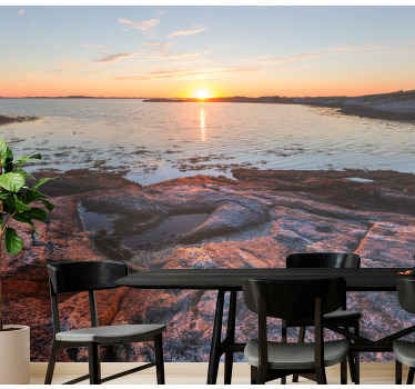 Fotomural naturaleza Paisaje noruego impresionante puesta de sol - TenVinilo