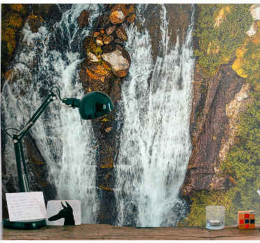 Norwegian mountain waterfall nature wall mural - TenStickers