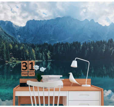 큰 푸른 산 호수 산 벽 벽화 - TenStickers