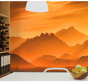 Golden hour in mountains  Mountain wall mural - TenStickers