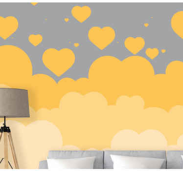 Svævende hjertemønstre kærlighed fototapet - TenStickers