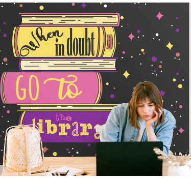 When in doubt go to the library wall mural - TenStickers