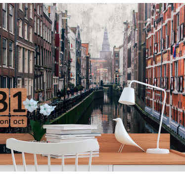 Fotomural de Ámsterdam vista del canal de Ámsterdam - TenVinilo