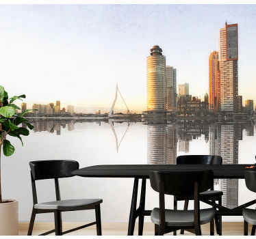 鹿特丹运河和伊拉斯谟桥壁画 - TenStickers