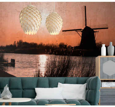 Holandský veterný mlyn na slnku fototapeta - Tenstickers