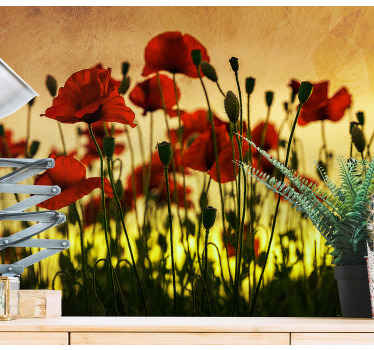 Golden hour Polish Poppy Wall Mural - TenStickers
