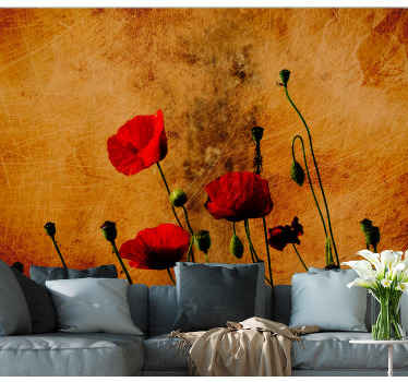 추상 폴란드어 양귀비 벽 벽화 - TenStickers