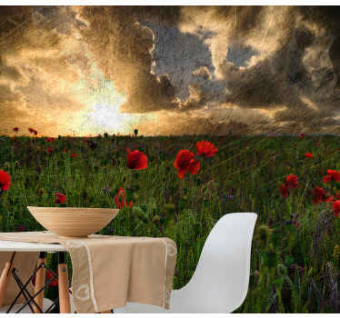 Molnig himmel polsk vallmo fototapeta - Tenstickers