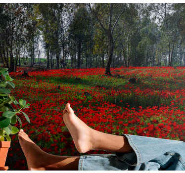 황금 폴란드어 양귀비 숲 양귀비 벽 벽화 - TenStickers