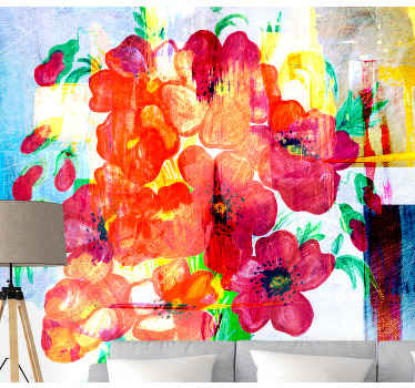 Firkantede polske valmuer fototapet valmue - Tenstickers