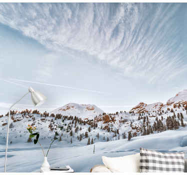 Gore s snegom stenska stena dnevna soba - TenStickers