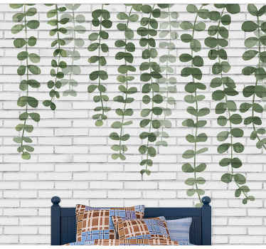 Fototapete Backstein Weiße mauer mit Pflanzen - TenStickers