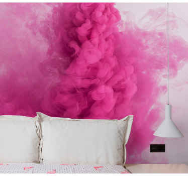 핑크 연기 효과 결혼 벽화 - TenStickers