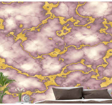 Fotomural habitación matrimonio Textura de línea minúscula de oro - TenVinilo