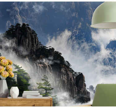 Fotomurais de paisagens Montanhas escuras com nevoeiro ao anoitec - TenStickers