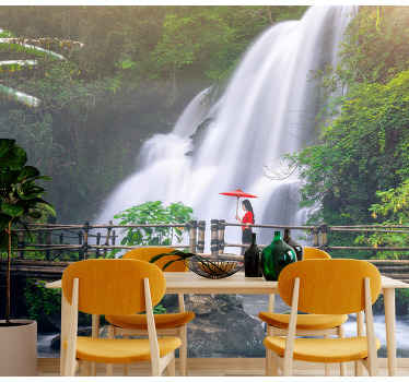 Dřevěná cesta na klidném jezeře v přírodě fototapeta - TenStickers