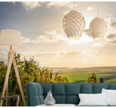 Vinske trte v sončnem zahodu zidni zid - TenStickers