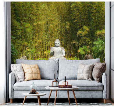 Mural pared salón escultura de buda tranquilo - TenVinilo