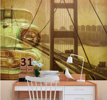 Vintage under bridge Car wall mural - TenStickers