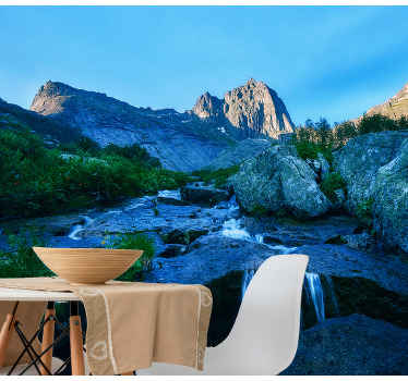 Hory a krásná řeka fototapeta - TenStickers