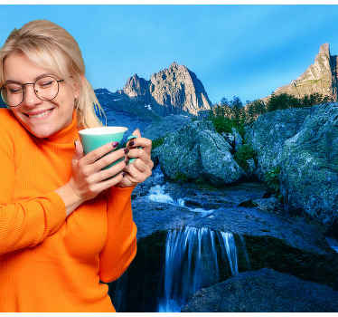 Papier peint mural lac Grande rivière entourée d'arbres - TenStickers