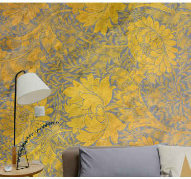 Fotomural 3D 3d flores de hormigón dorado - TenVinilo