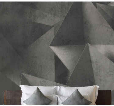 3D gray concrete triangles stone wall mural - TenStickers