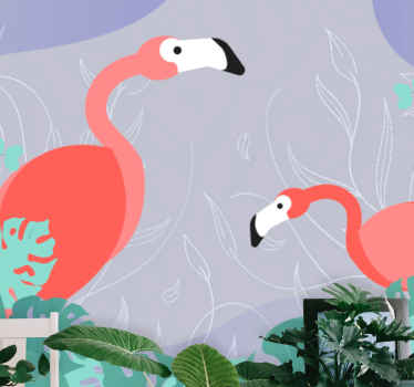 Beautiful red flamingos living room wall mural - TenStickers
