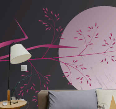 Beautiful design of japanese flowers wall mural - TenStickers