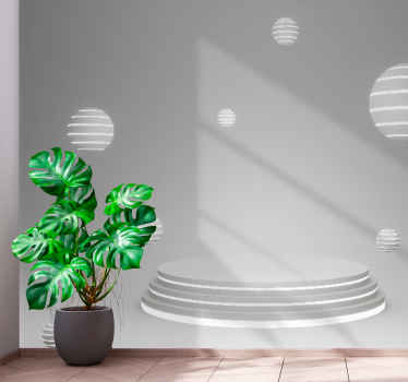 浮动球体圆形底座 3d 壁画 - TenStickers