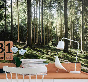 Djupt ljusgröna träd skog fototapeta - Tenstickers