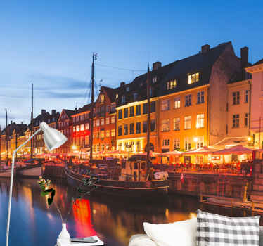 Köpenhamns hus på kvällen fototapeta - Tenstickers