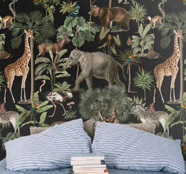 Wilde dieren scandinavische stijl behang - TenStickers
